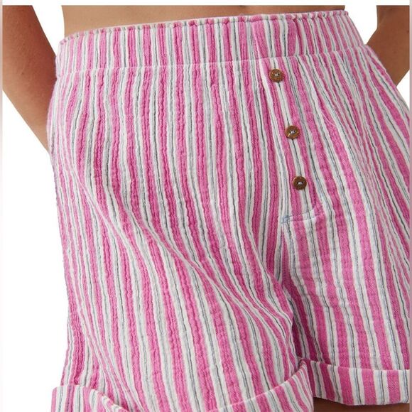Int free people women’s xl Sunday morning boxer shorts striped gauzy casual - Picture 2 of 5